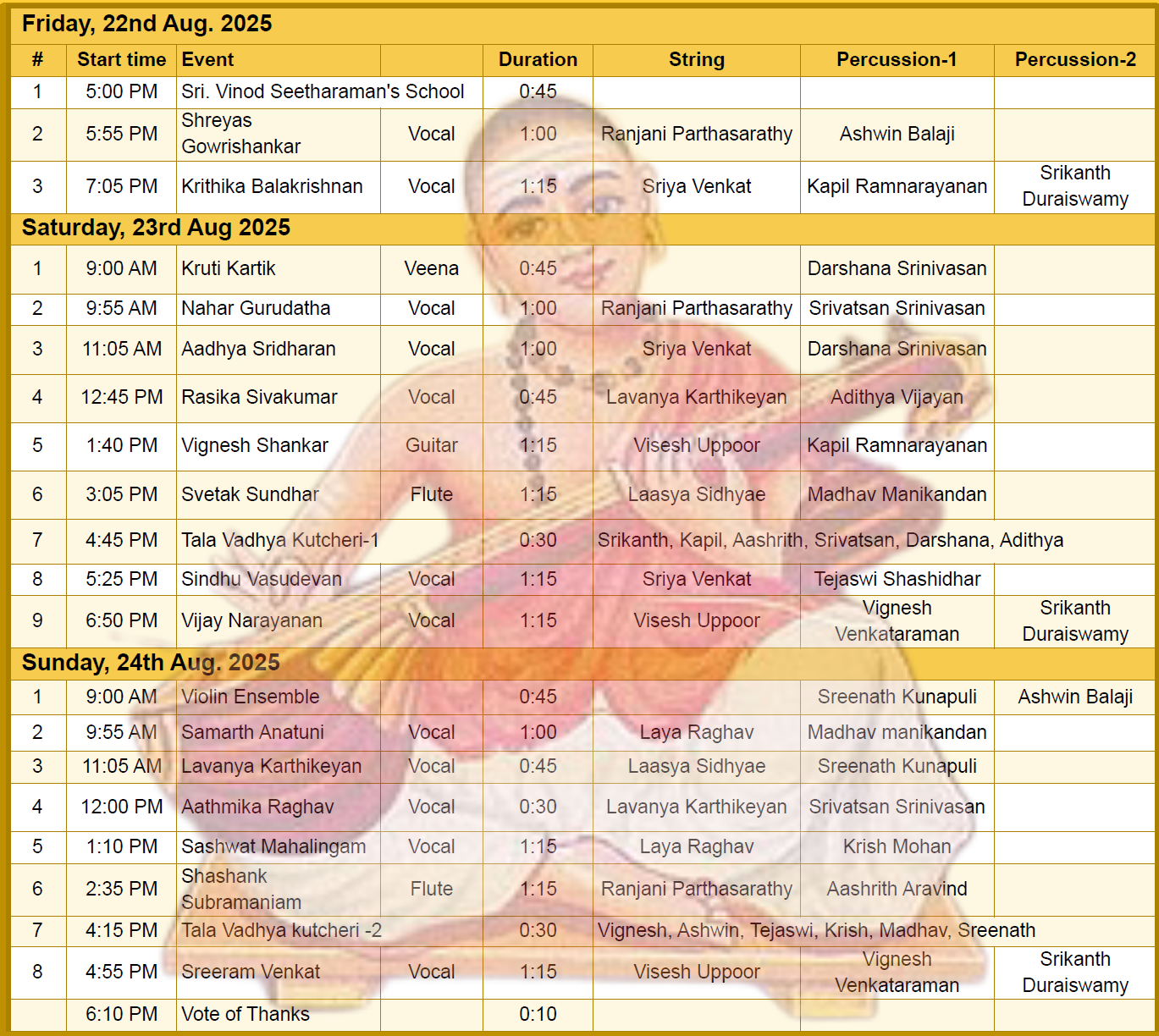 Schedule